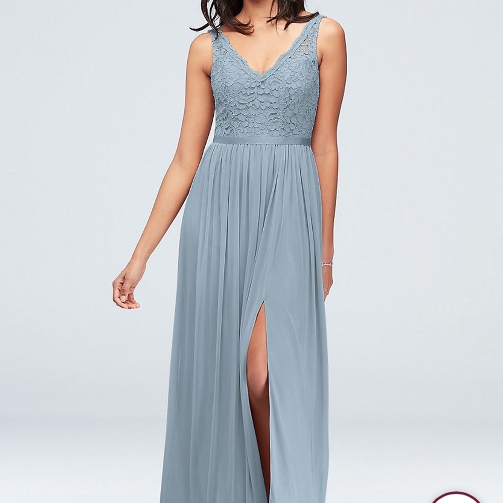 David’s Bridal 4XLF20057 in Mystic. Size 12-skirt length 40” from waist seam